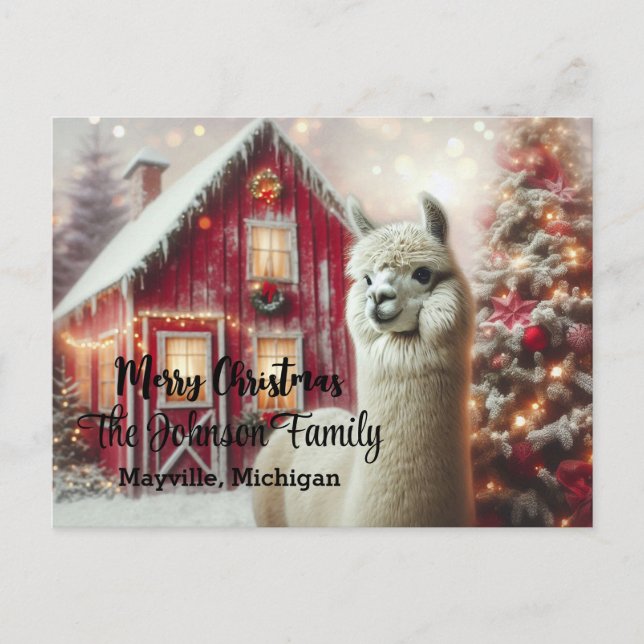 Merry Christmas Alpaca  Postcard (Front)