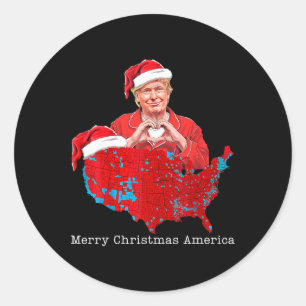 Merry Christmas America Donald Trump Coverage Xmas Classic Round Sticker