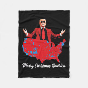 Merry Christmas America Donald Trump Coverage Xmas Fleece Blanket