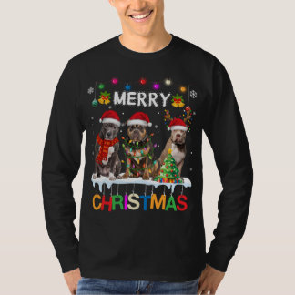 Merry Christmas American Bully Santa Christmas Tre T-Shirt