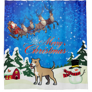 Merry Christmas American Pitbull Terrier Shower Curtain