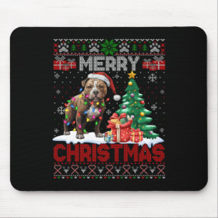 Merry Christmas American Staffordshire Terrier Ugl Mouse Pad