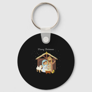 Merry Christmas &amp; Nativity Scene Christian Fai Key Ring