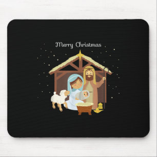 Merry Christmas &amp; Nativity Scene Christian Fai Mouse Pad