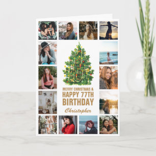 Merry Christmas and 77th Happy Birthday Photo Card