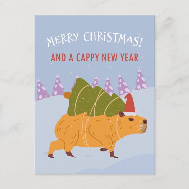 "Merry Christmas and a Cappy New Year" Holiday Postcard (Front)
