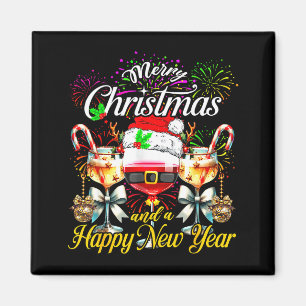 Merry Christmas And A Happy New Year Firework Wine Magnet