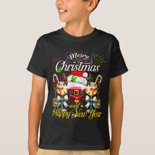 Merry Christmas And A Happy New Year Firework Wine T-Shirt