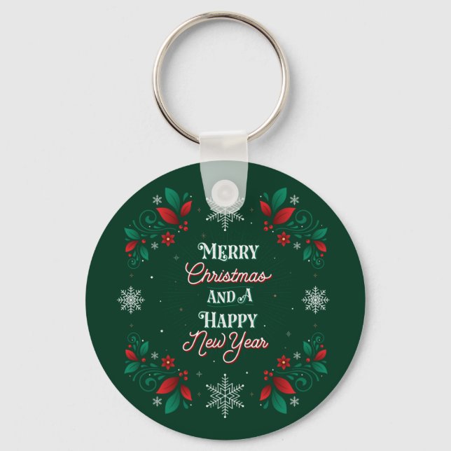 Merry Christmas and a Happy New Year Keychain (Front)