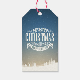 Merry Christmas and a Happy New Year Snow Scene Gift Tags
