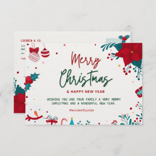 Merry Christmas and a Happy New Year Thank You Card