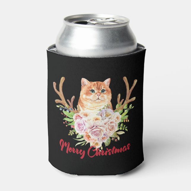 Merry Christmas and Cat Can Cooler (Can Front)