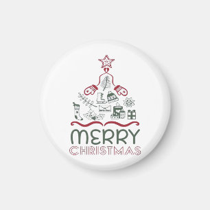 Merry Christmas and Christmas tree Classic Magnet