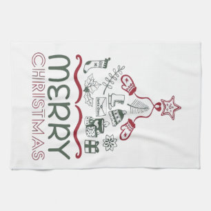 Merry Christmas and Christmas tree Classic Tea Towel