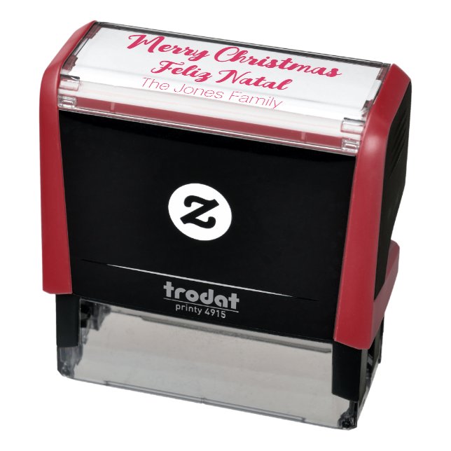 Merry Christmas and Feliz Natal bilingual, family Self-inking Stamp (Product)