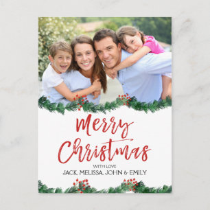 Merry Christmas and Garland Script Photo Card