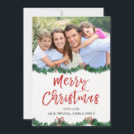 Merry Christmas and Garland Script Photo Card<br><div class="desc">Merry Christmas Garland Hand Lettered Script Family or Corporate Photo Card. The photo and text of this hand lettered brush script can be updated and customised with your photo and family name.</div>