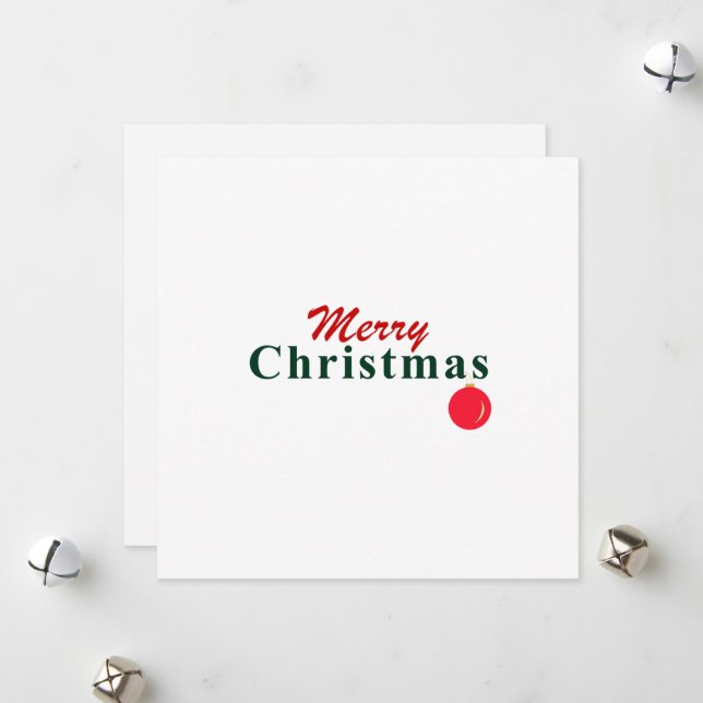 Merry Christmas and Hanging Ornament Christmas  Holiday Card (Front/Back In Situ)
