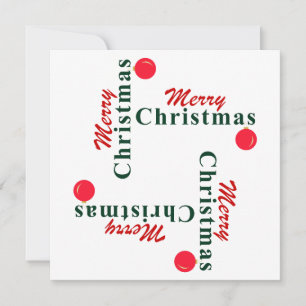 Merry Christmas and Hanging Ornament Red & Green Holiday Card