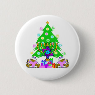 Merry Christmas and Happy Hanukkah Button