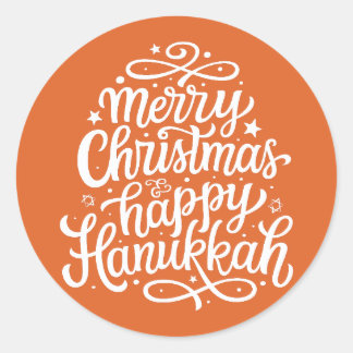 Merry Christmas and Happy Hanukkah Classic Round Sticker