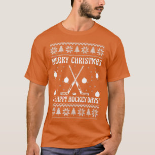 Merry Christmas And Happy Hockeydays Funny Ice Hoc T-Shirt