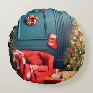 Merry Christmas and Happy Holidays! A beautiful li Round Cushion