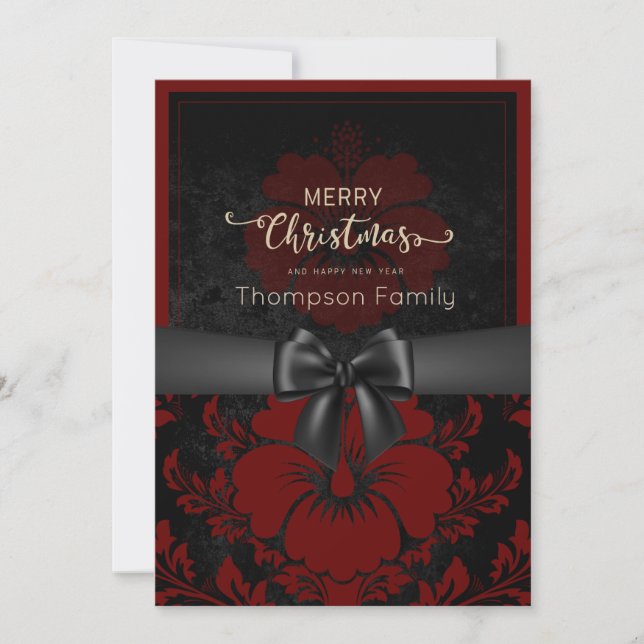 Merry Christmas and happy holidays, black bow Invitation (Front)