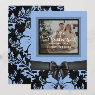 Merry Christmas and happy holidays, black bow Invitation