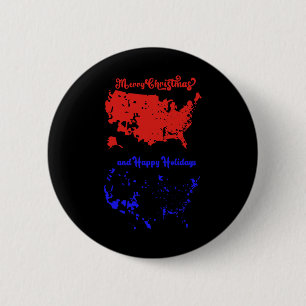 Merry Christmas And Happy Holidays Festive Usa Map 6 Cm Round Badge