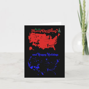 Merry Christmas And Happy Holidays Festive Usa Map Card
