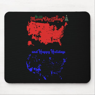 Merry Christmas And Happy Holidays Festive Usa Map Mouse Pad