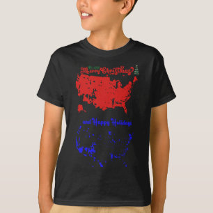 Merry Christmas And Happy Holidays Festive Usa Map T-Shirt