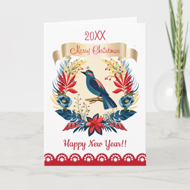 Merry Christmas and Happy New Year! 2025 Blue Bird Holiday Card (Front)