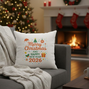 Merry Christmas and Happy New Year 2026 Cushion