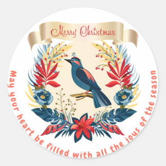 Merry Christmas and Happy New Year! 20XX Blue Bird Classic Round Sticker