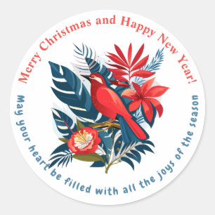 Merry Christmas and Happy New Year! 20XX Red Bird Classic Round Sticker