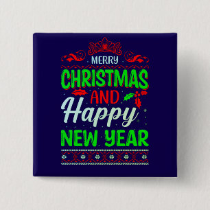Merry Christmas And Happy New Year-61064 15 Cm Square Badge