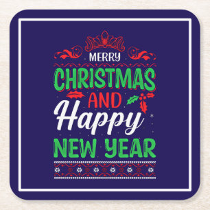 Merry Christmas And Happy New Year-61064 Hoodie Square Paper Coaster