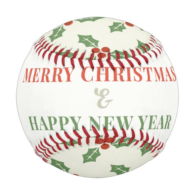 Merry Christmas and Happy New Year Baseball (Front)