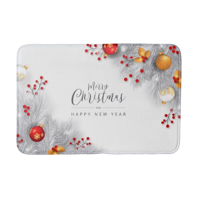 Merry Christmas And Happy New Year Bath Mat (Front)