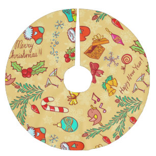 Merry Christmas And Happy New Year Brushed Polyester Tree Skirt