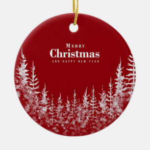 Merry Christmas and Happy New year card Ceramic Tree Decoration