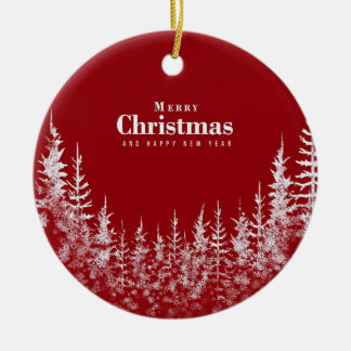 Merry Christmas and Happy New year card Ceramic Tree Decoration