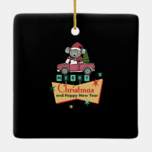 Merry Christmas and Happy New Year Ceramic Ornament