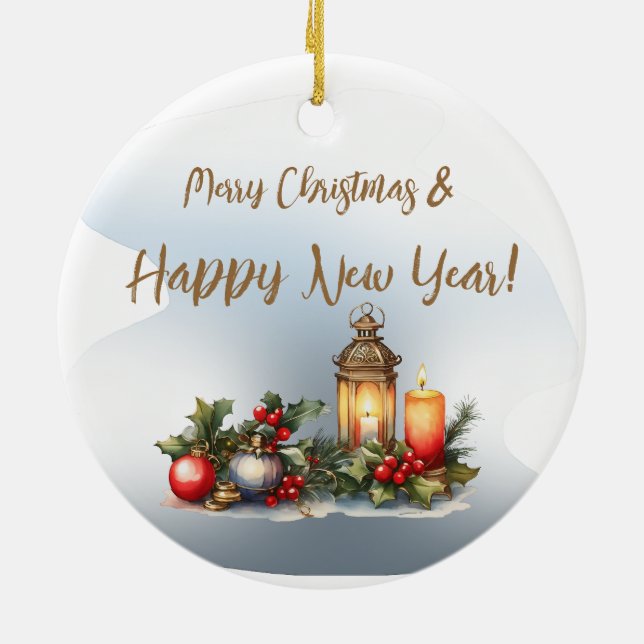 Merry Christmas and Happy New Year! Ceramic Tree Decoration (Back)