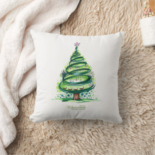 Merry Christmas and Happy New Year Christmas Tree Cushion