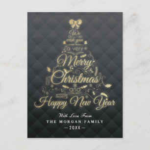 Merry Christmas and Happy New Year Christmas Tree Holiday Postcard