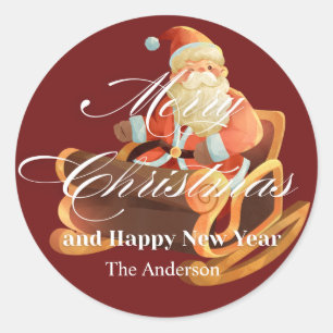 merry christmas and happy new year Classic Round Classic Round Sticker