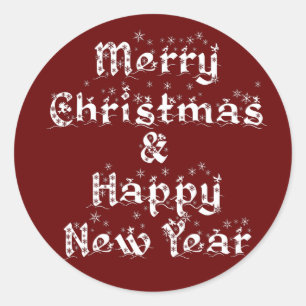 merry christmas and happy new year classic round s sticker